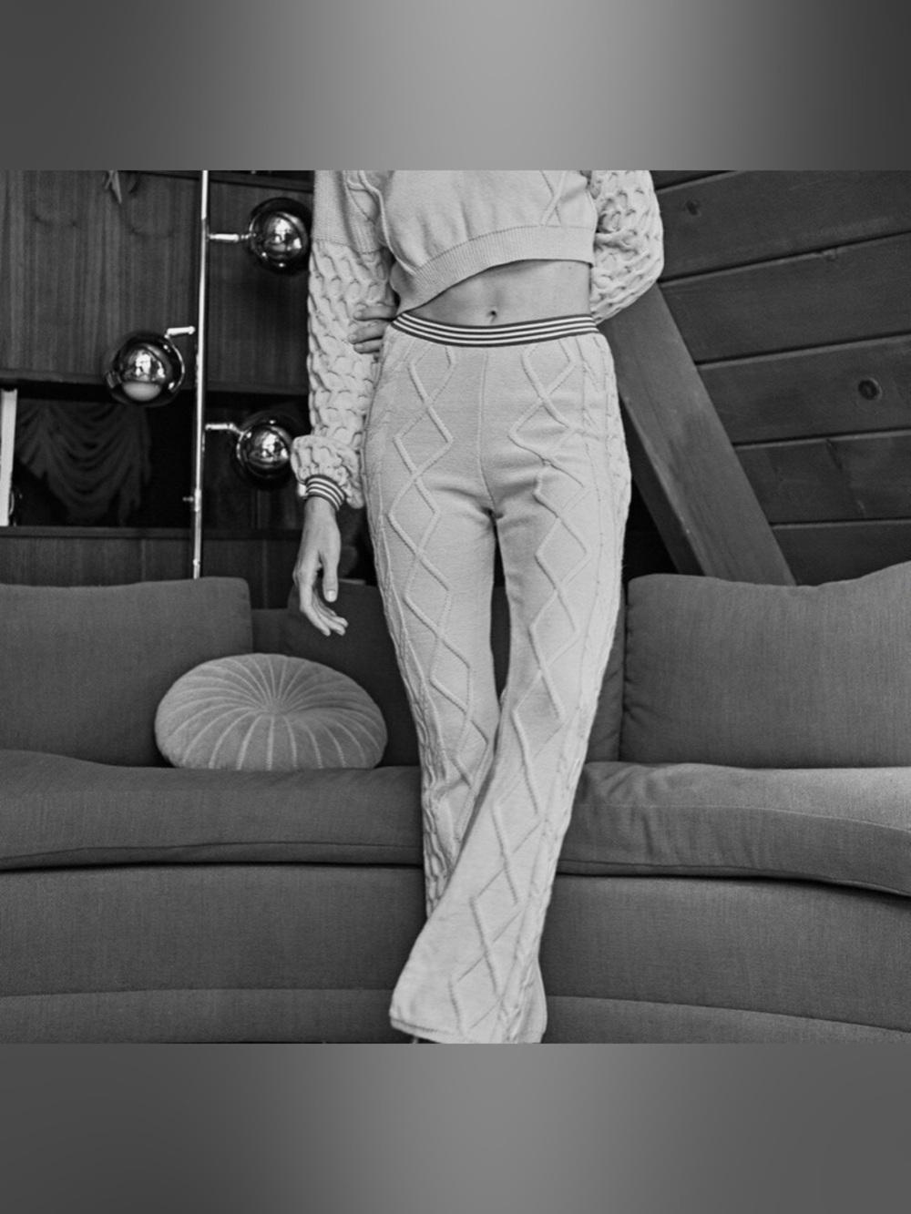 Free People Snowfall sweater Cable-Knit Wide Leg flare lounge Pants